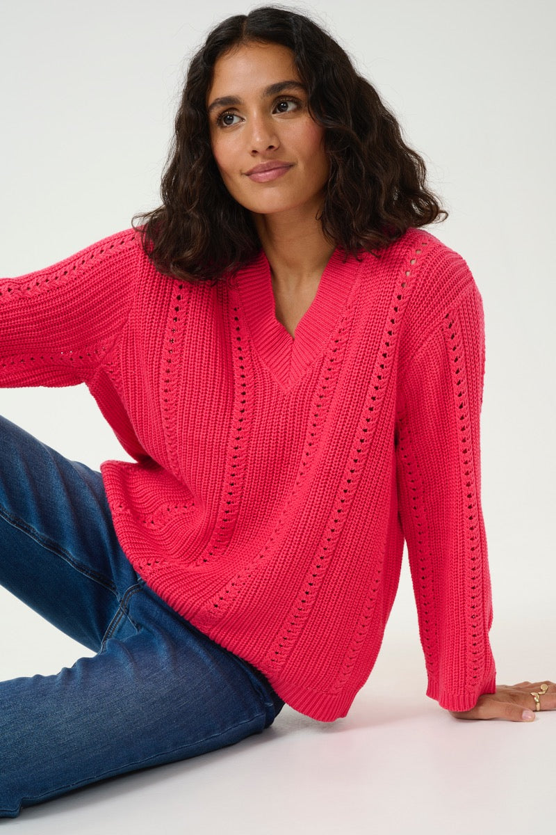 KAFFE Lorri Pullover Raspberry Rød
