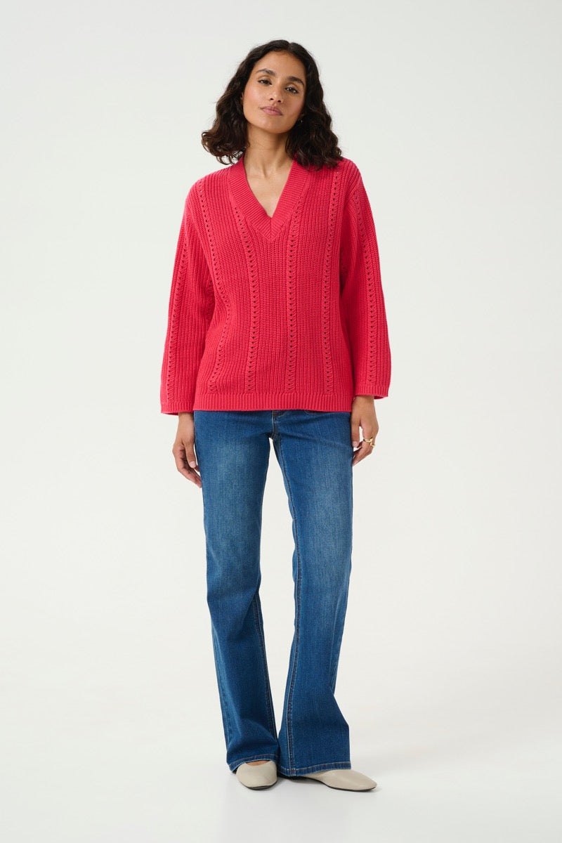 KAFFE Lorri Pullover Raspberry Rød
