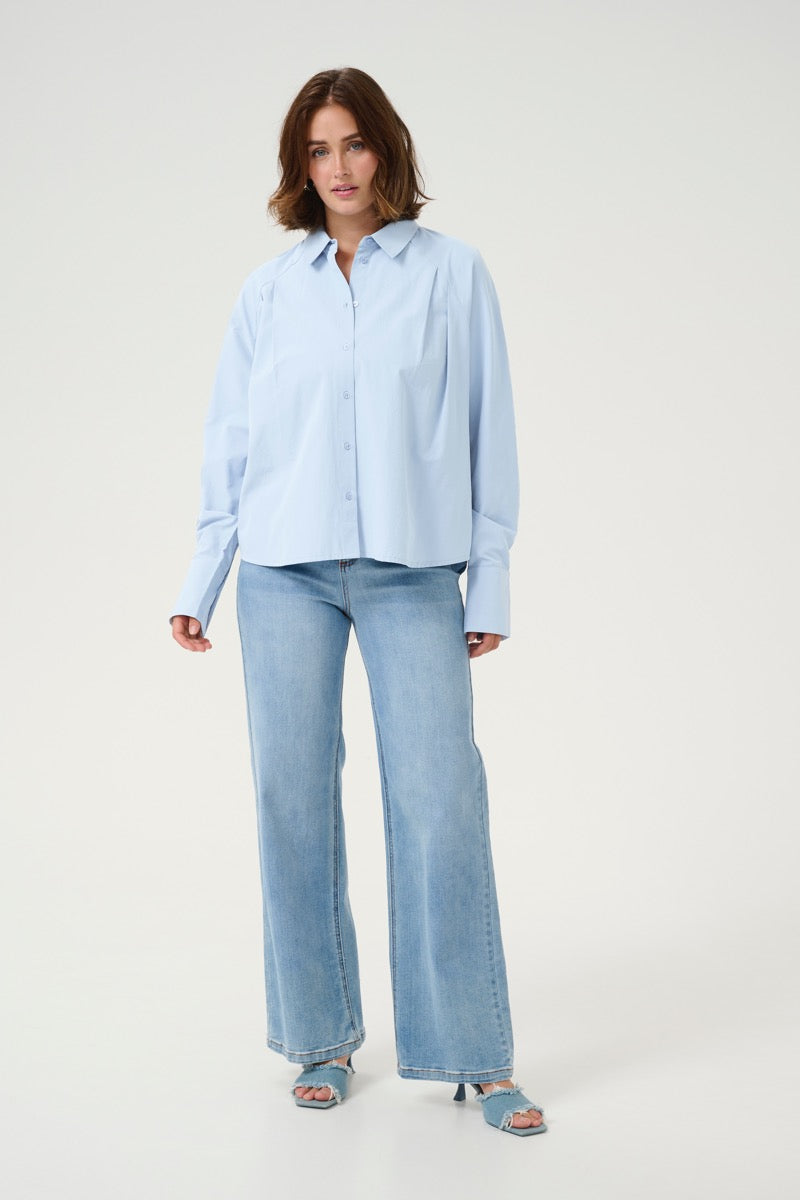 KAFFE Haily Skjorte Chambray Blå