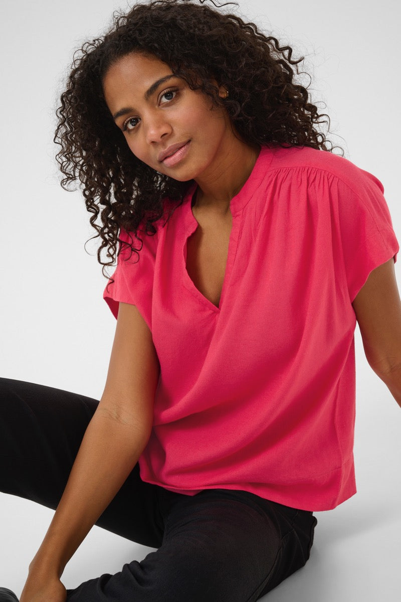 KAFFE Milia Wing SL Bluse Raspberry Rød