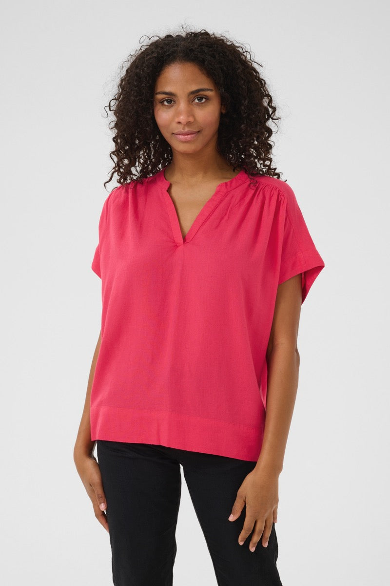KAFFE Milia Wing SL Bluse Raspberry Rød