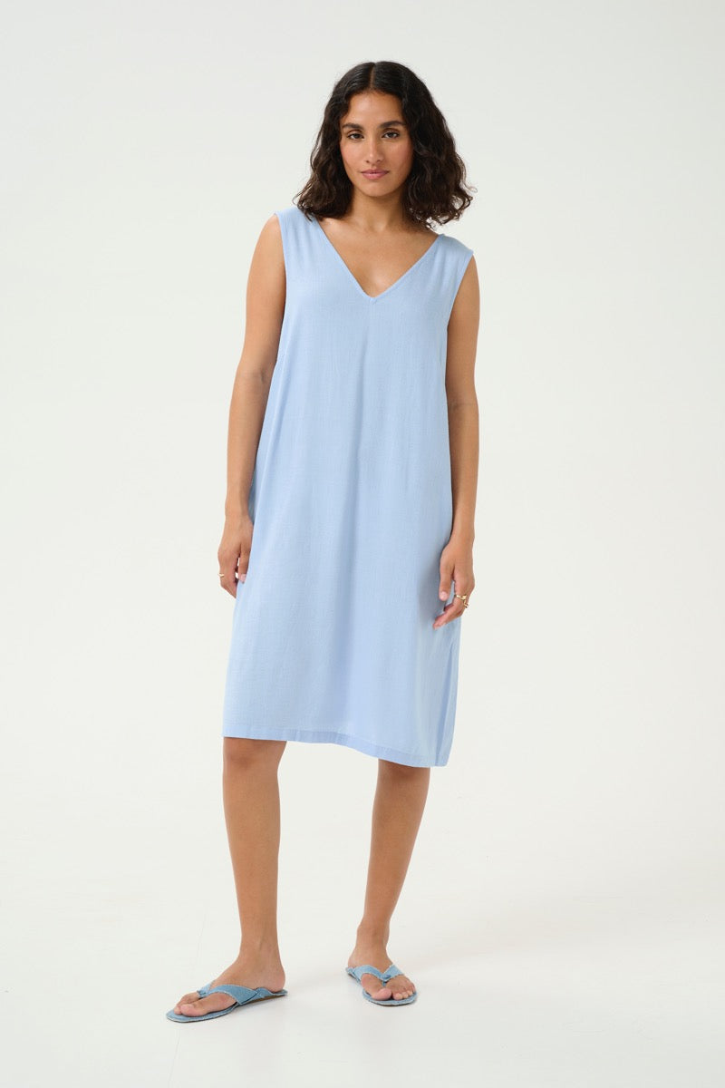 KAFFE Milia Kjole Soft Chambray Blå