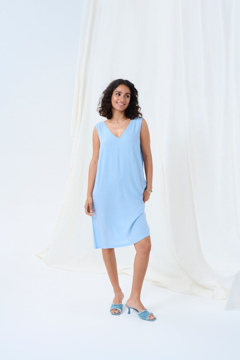 KAFFE Milia Kjole Soft Chambray Blå