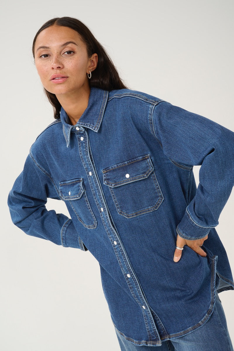 KAFFE Sinem Skjorte Denim Medium Blå