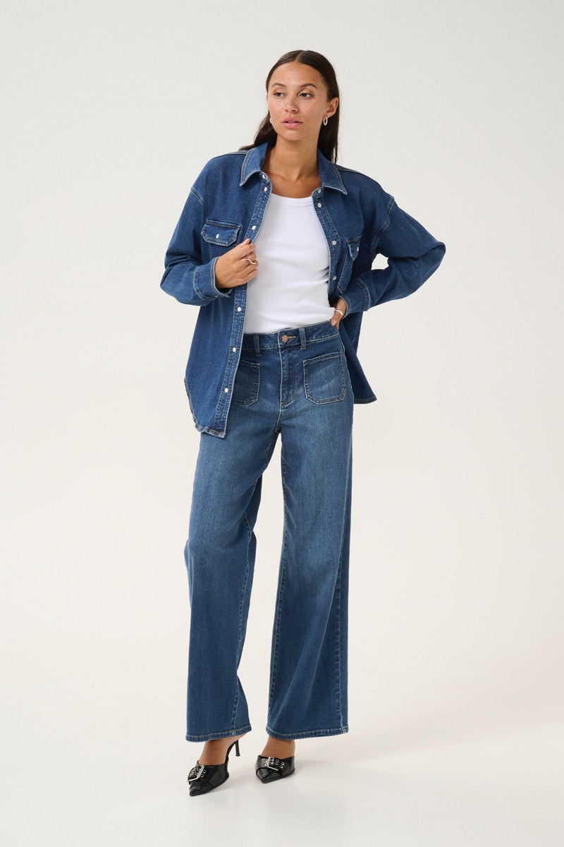 KAFFE Sinem Skjorte Denim Medium Blå