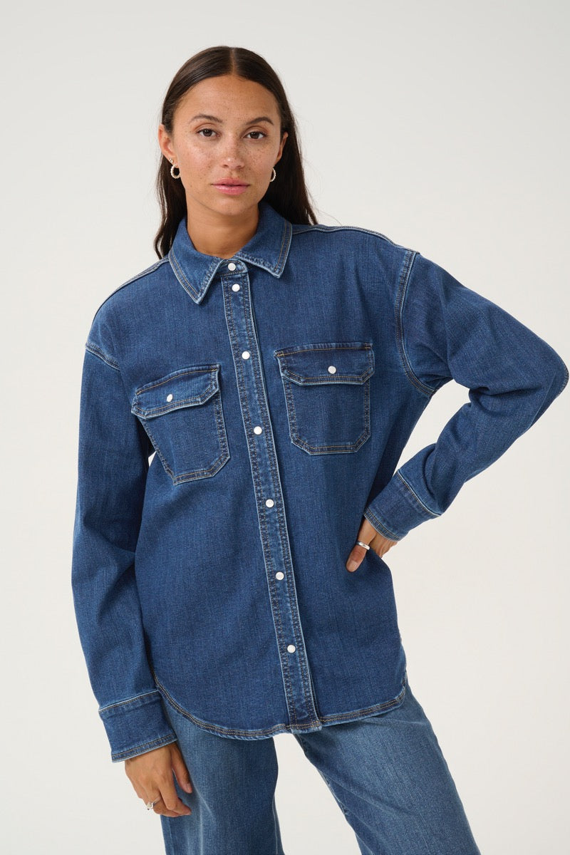KAFFE Sinem Skjorte Denim Medium Blå
