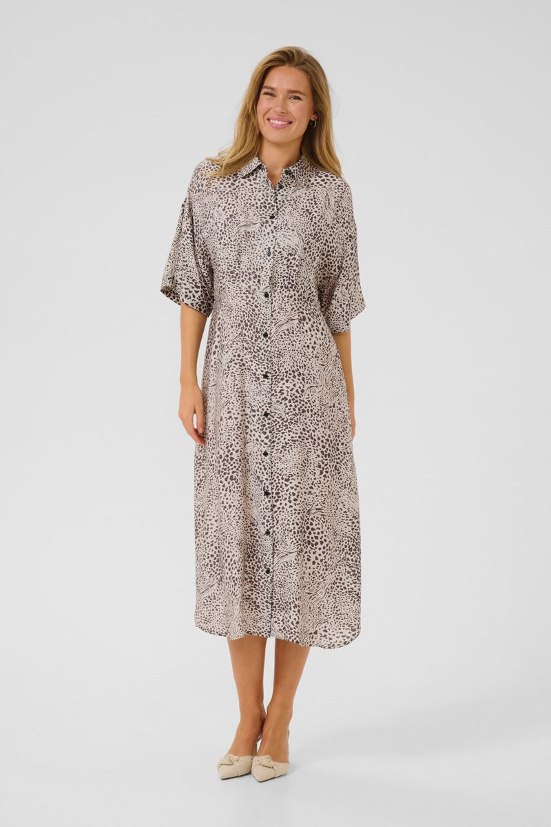 Kaffe Debra Skjorte Kjole Abstract Leopard