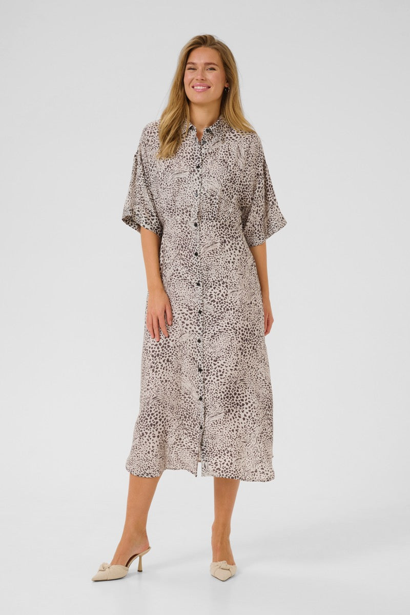 Kaffe Debra Skjorte Kjole Abstract Leopard