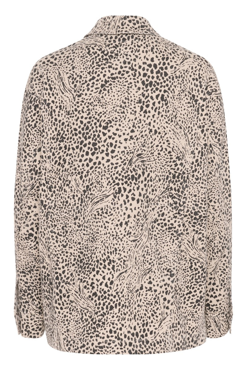 KAFFE Lisa Jakke Abstract Leopard Brun
