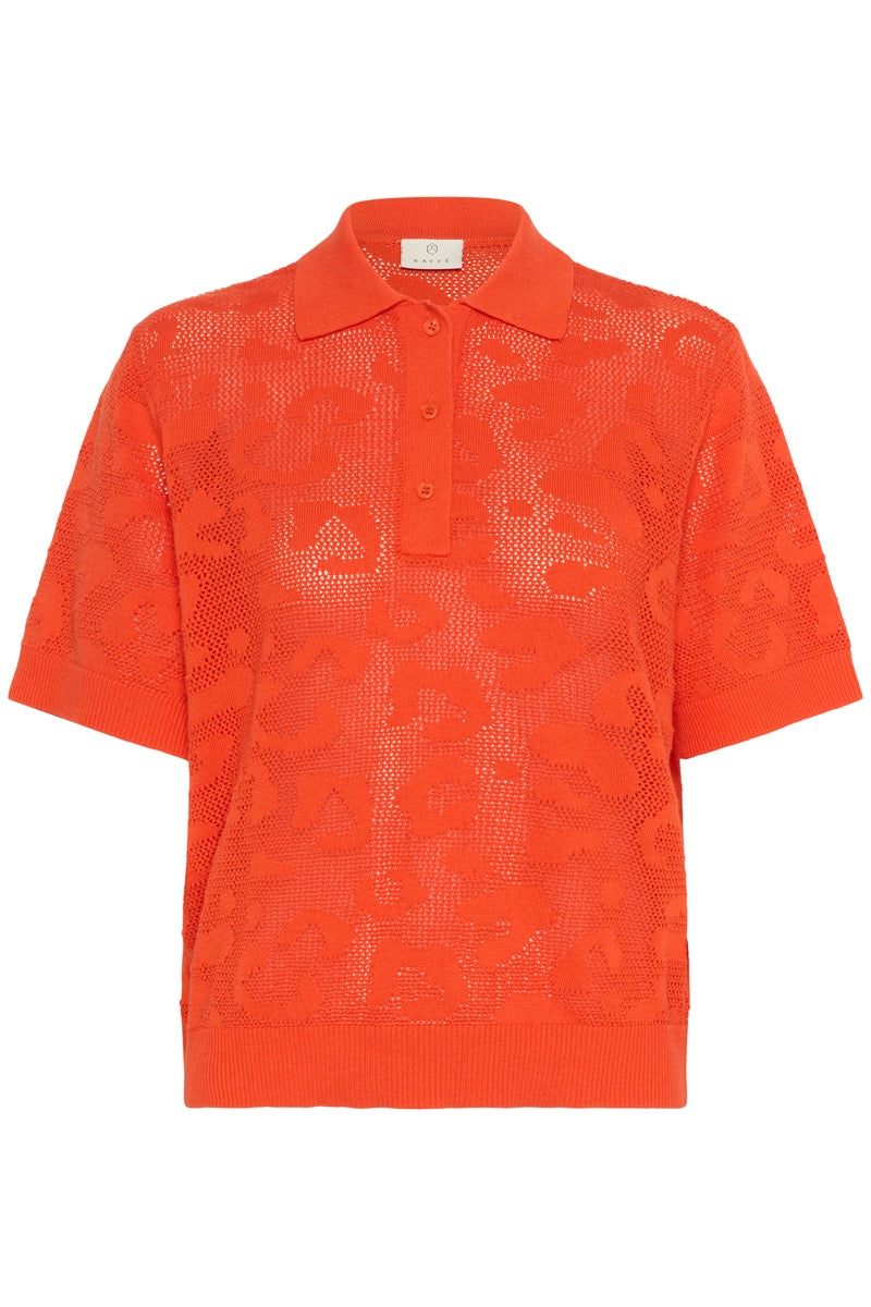 KAFFE Abela Polo T-Shirt Mønstret Strik Grenadine Orange
