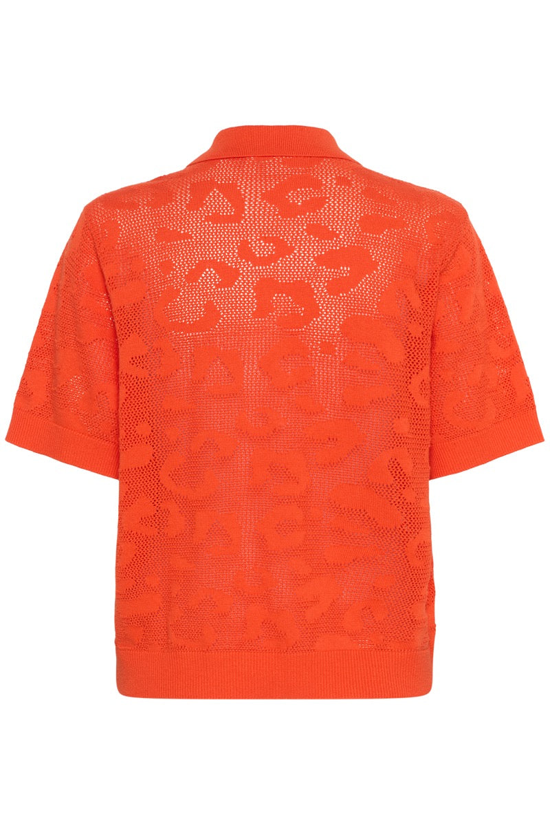 KAFFE Abela Polo T-Shirt Mønstret Strik Grenadine Orange
