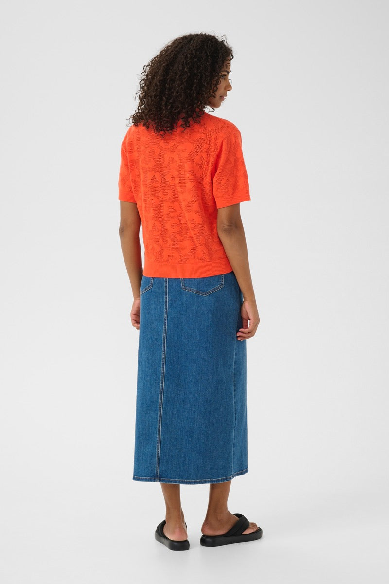 KAFFE Abela Polo T-Shirt Mønstret Strik Grenadine Orange