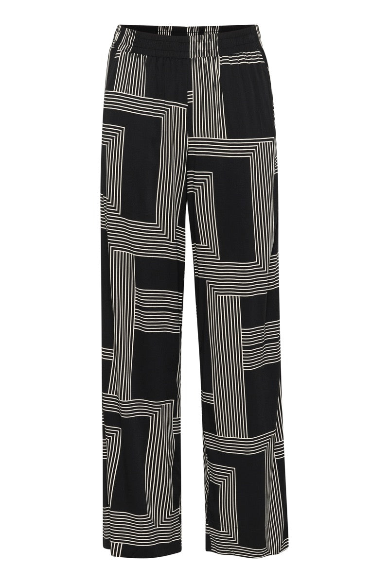 KAFFE Donny Bukser Graphic Sort Beige