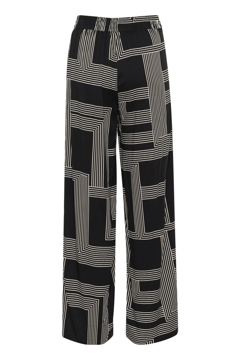 KAFFE Donny Bukser Graphic Sort Beige