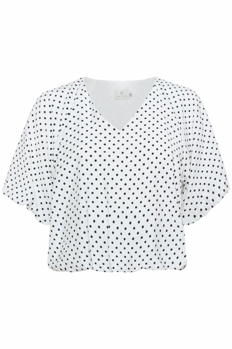 KAFFE Gwen Bluse Prikker Kalk Sort