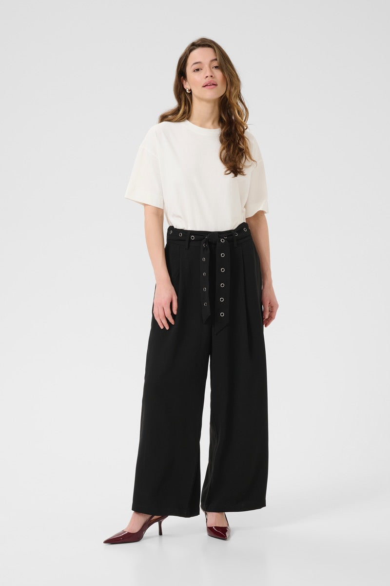 KAFFE Lisa Wide Bukser Belt Deep Sort