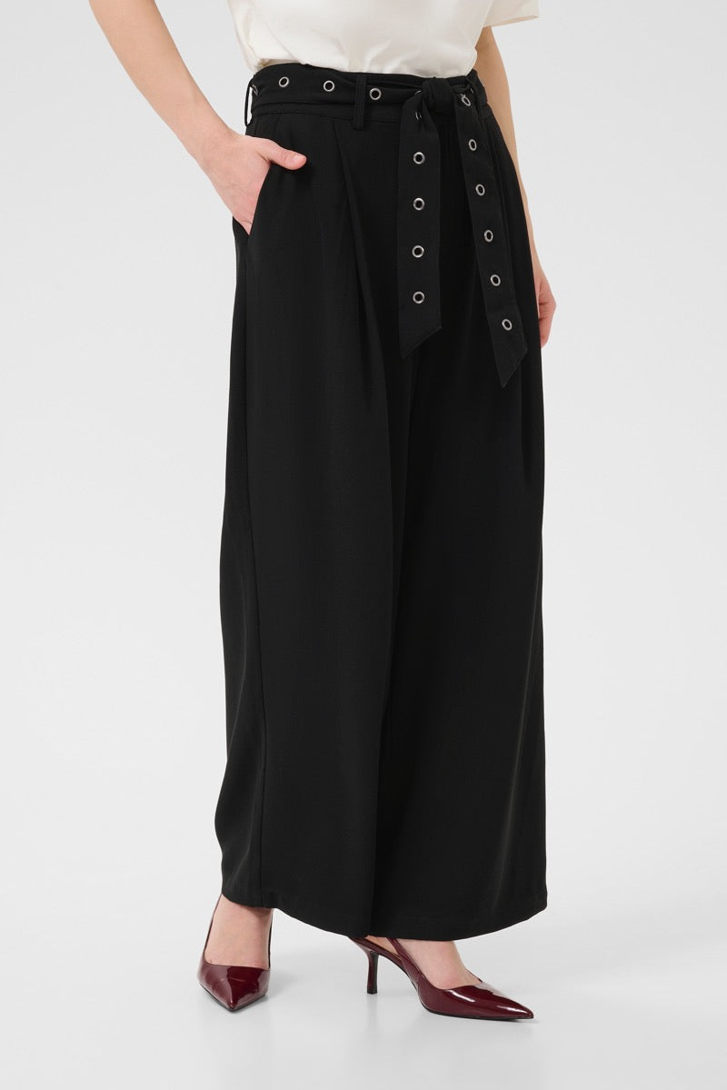 KAFFE Lisa Wide Bukser Belt Deep Sort