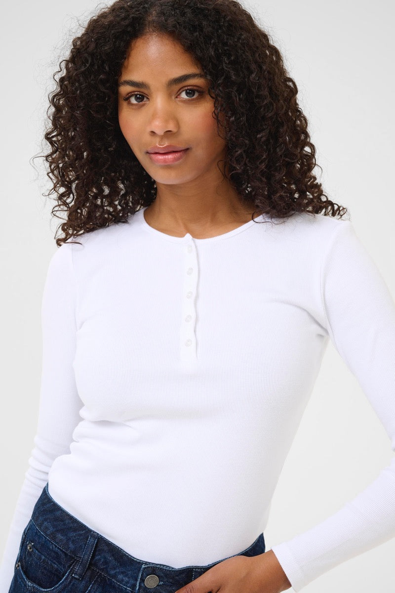 KAFFE Carna T-shirt Langærmet Optical Hvid