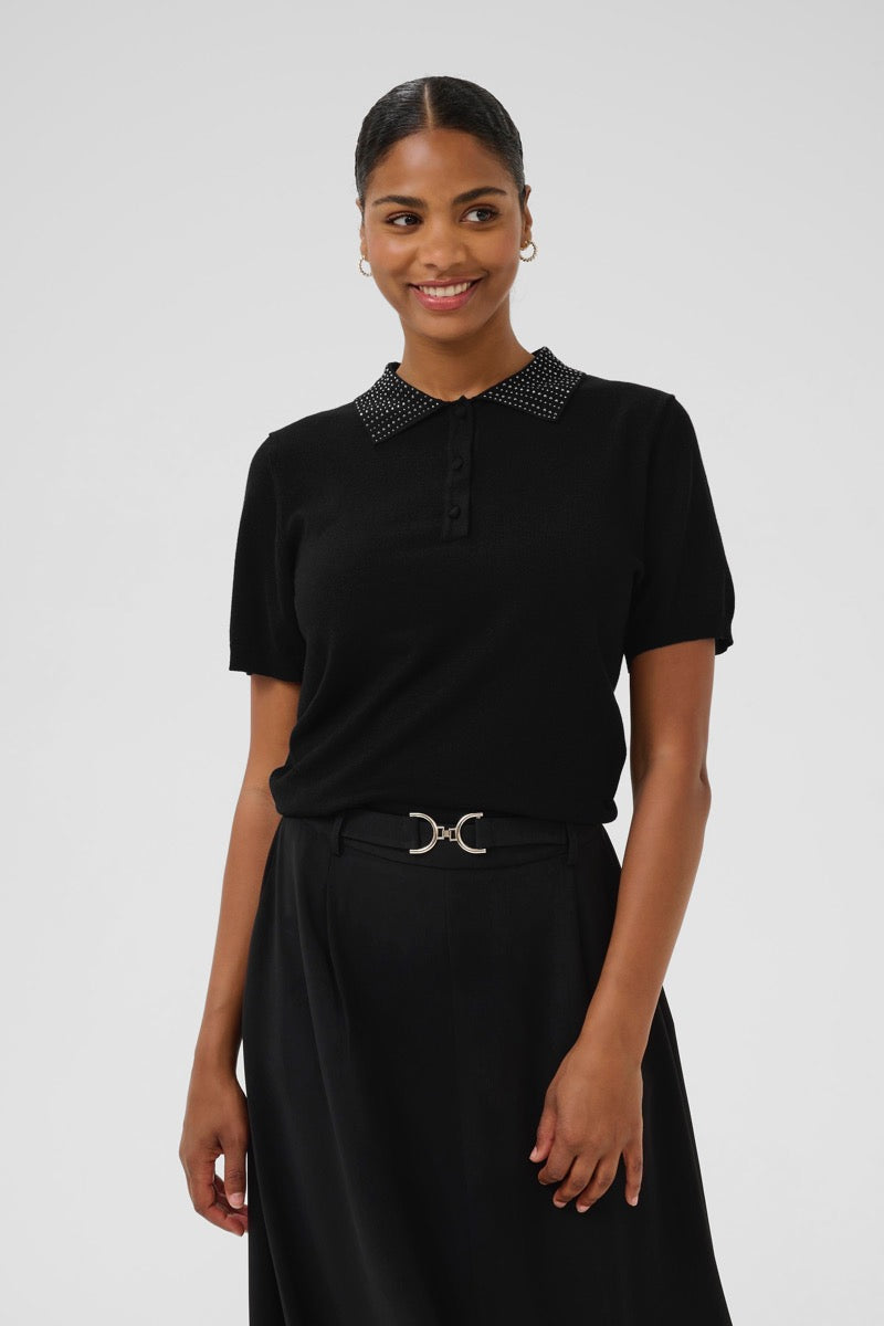 KAFFE Carly Polo Pullover Deep Sort