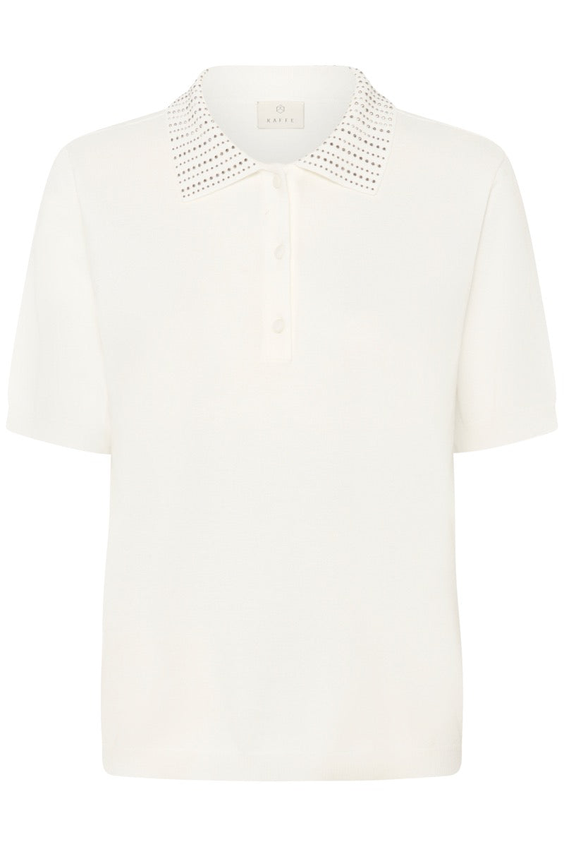 KAFFE Carly Polo Pullover Chalk Hvid