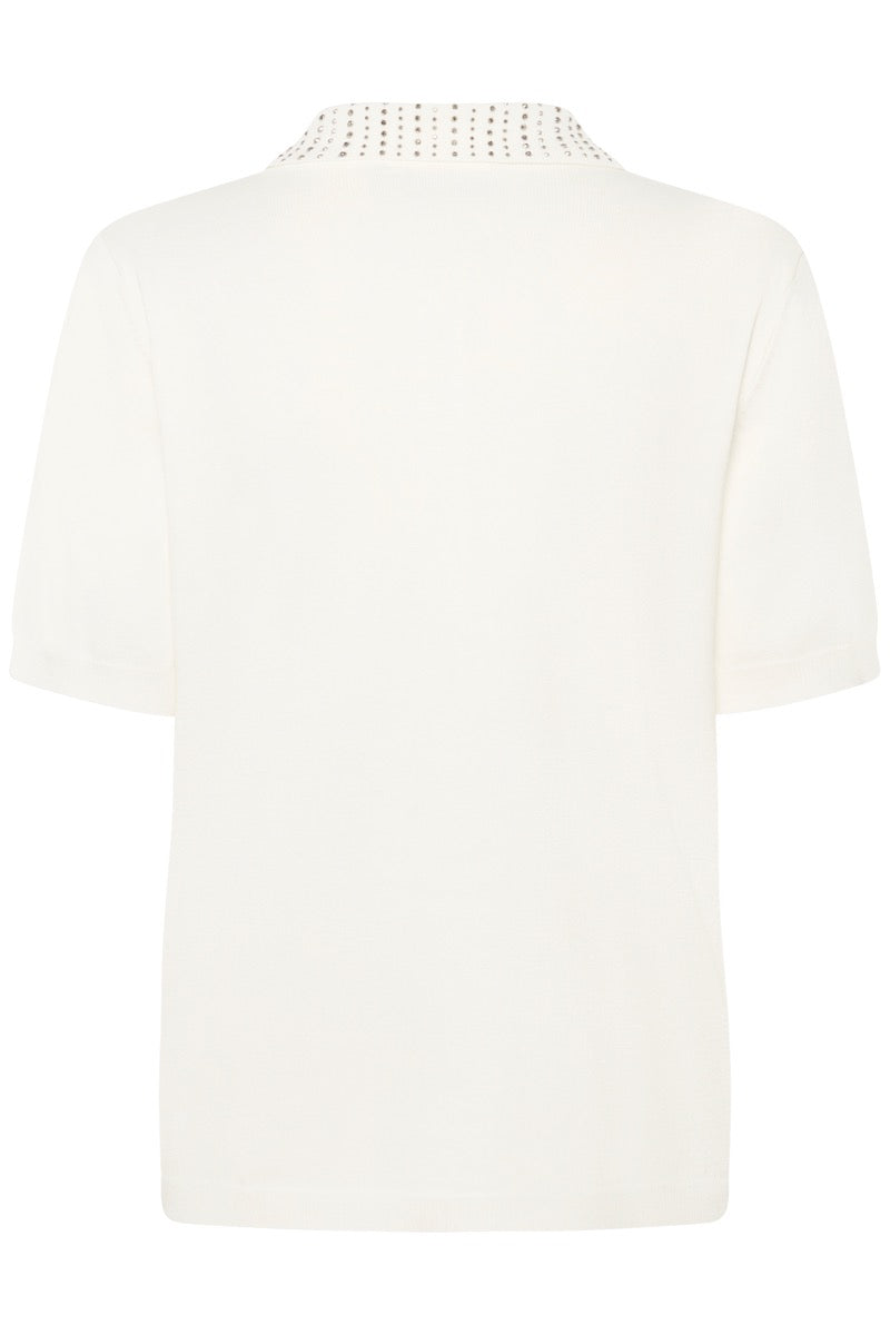 KAFFE Carly Polo Pullover Chalk Hvid