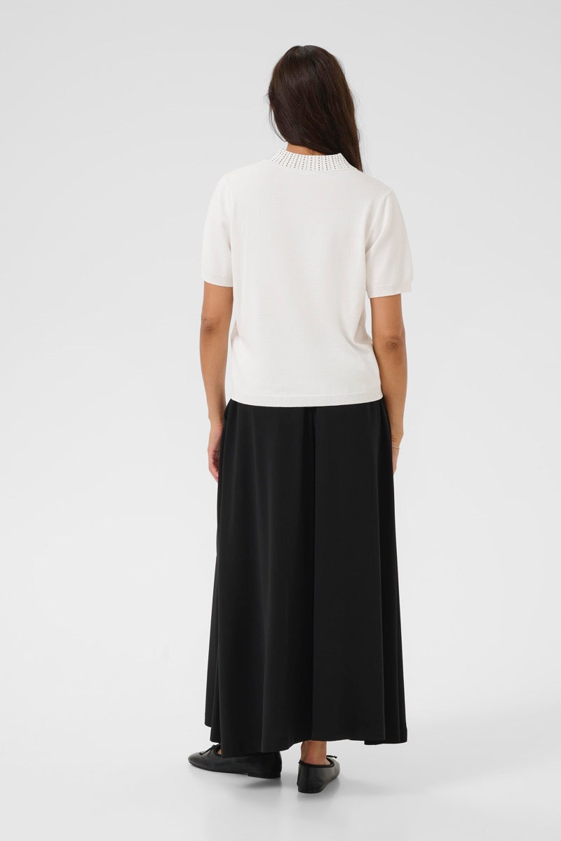 KAFFE Carly Polo Pullover Chalk Hvid