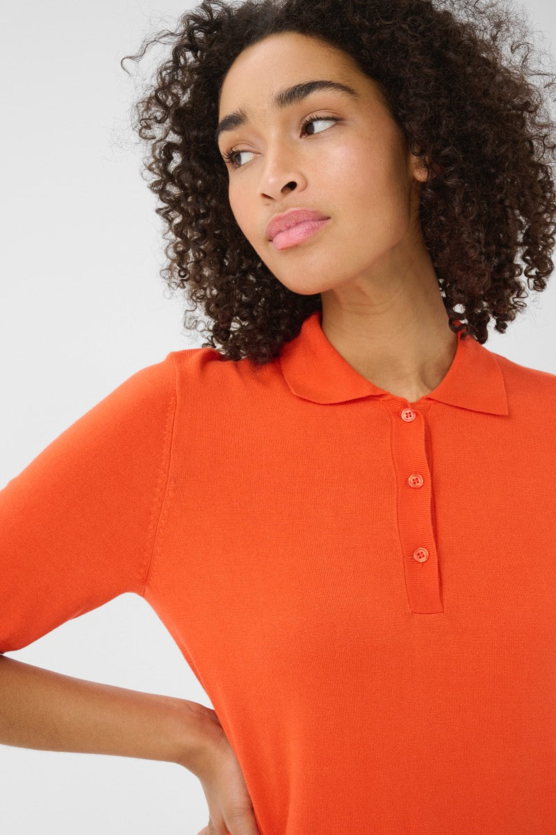 KAFFE Lizza Polo Pullover Basic Grenadine Orange