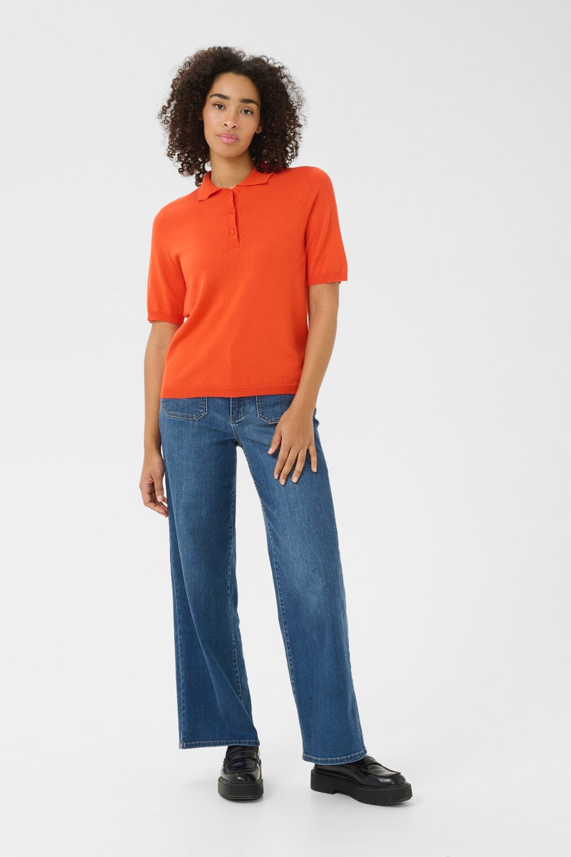 KAFFE Lizza Polo Pullover Basic Grenadine Orange