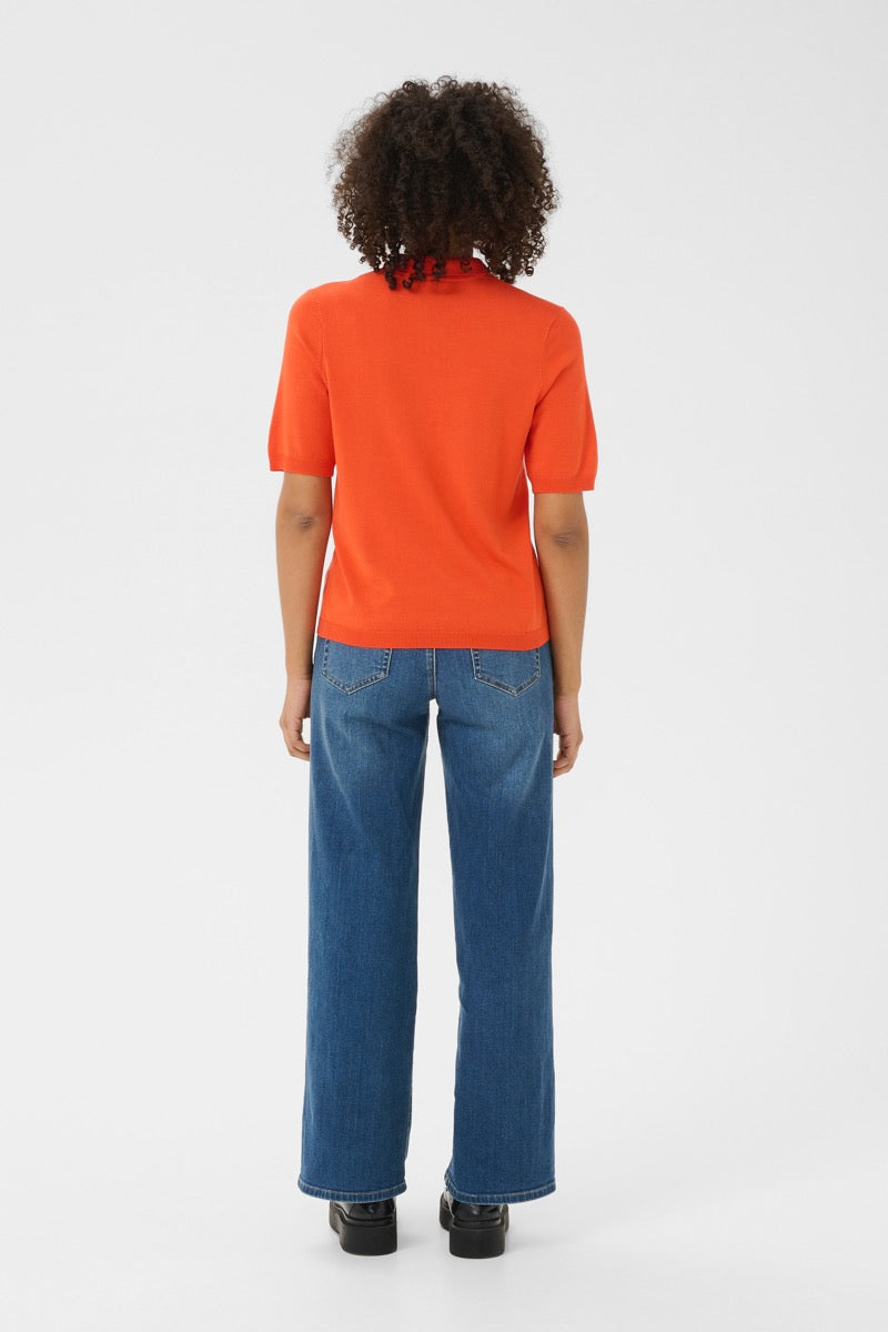 KAFFE Lizza Polo Pullover Basic Grenadine Orange