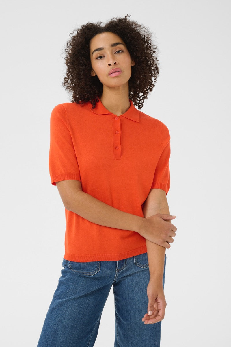 KAFFE Lizza Polo Pullover Basic Grenadine Orange