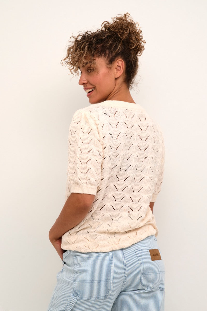 Cream Hami Strik Bluse Eggnog Hvid