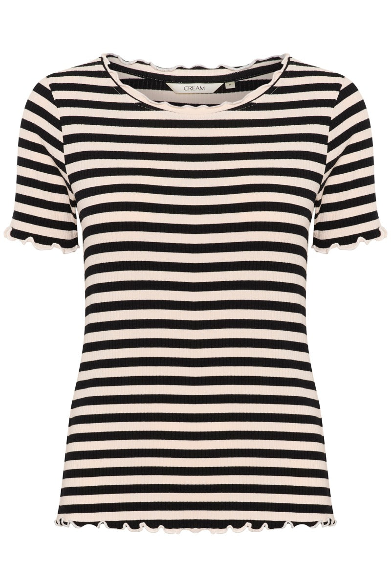 Cream Ribba T-shirt Pitch Stribet Sort