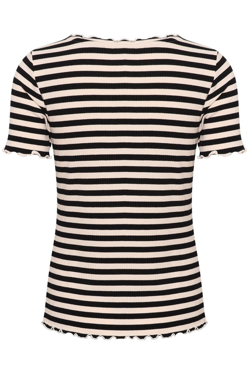 Cream Ribba T-shirt Pitch Stribet Sort