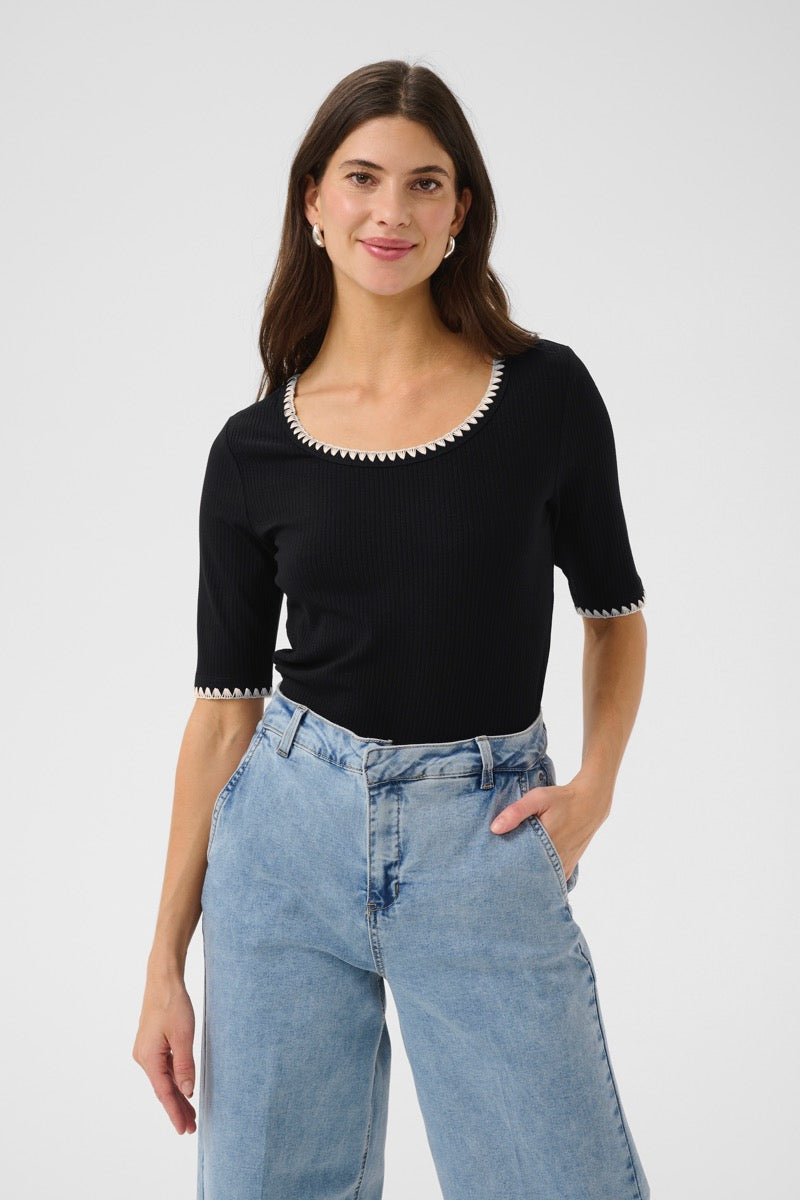 Cream Ribba T-shirt Stitched Pitch Sort