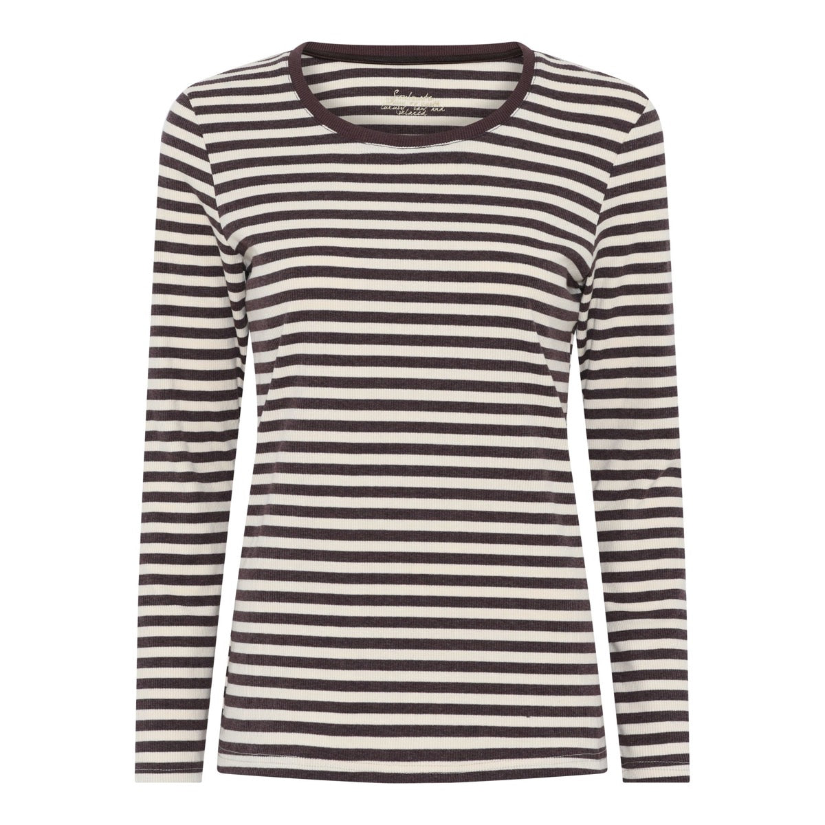Soulmate Cinema Strik T-shirt Stribet Burgundy Brun