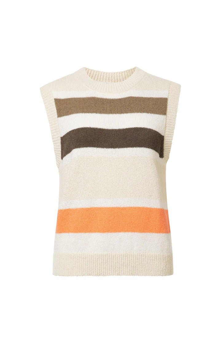 YAYA Sweater Multi Strib Beige Orange