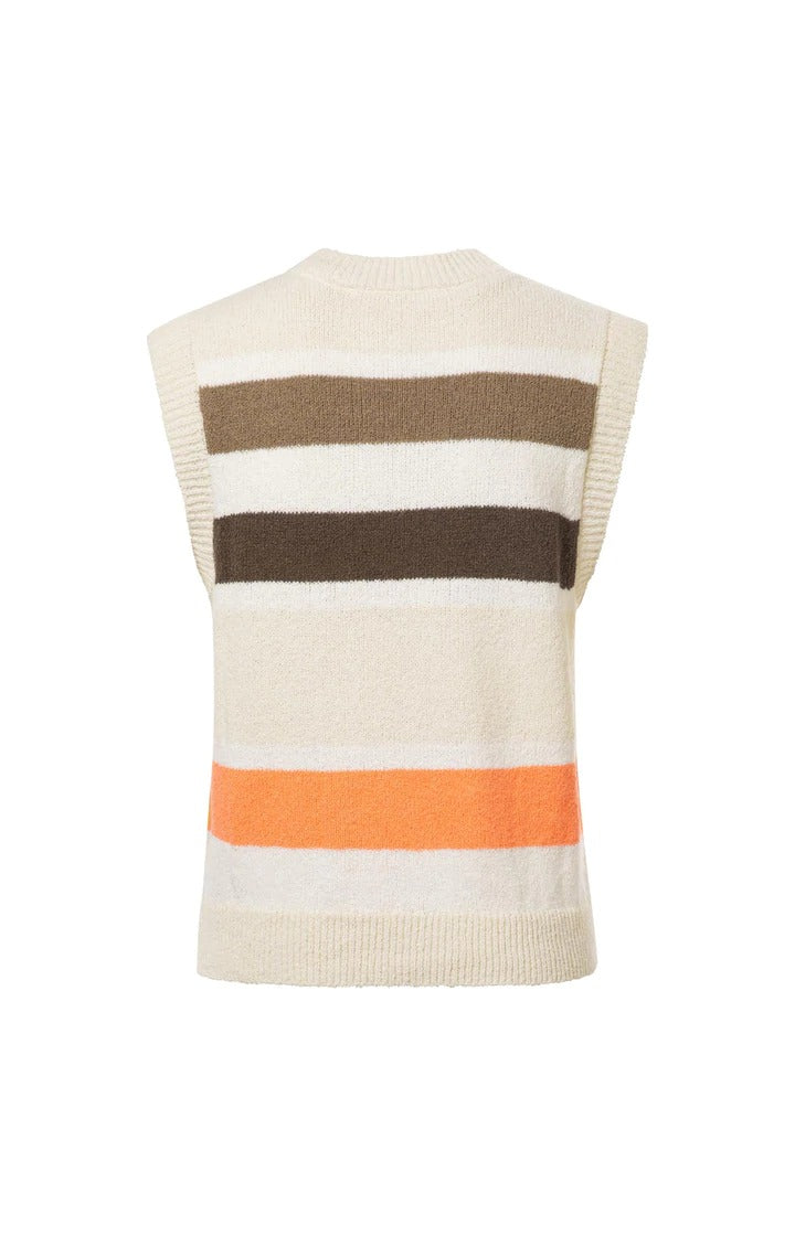 YAYA Sweater Multi Strib Beige Orange