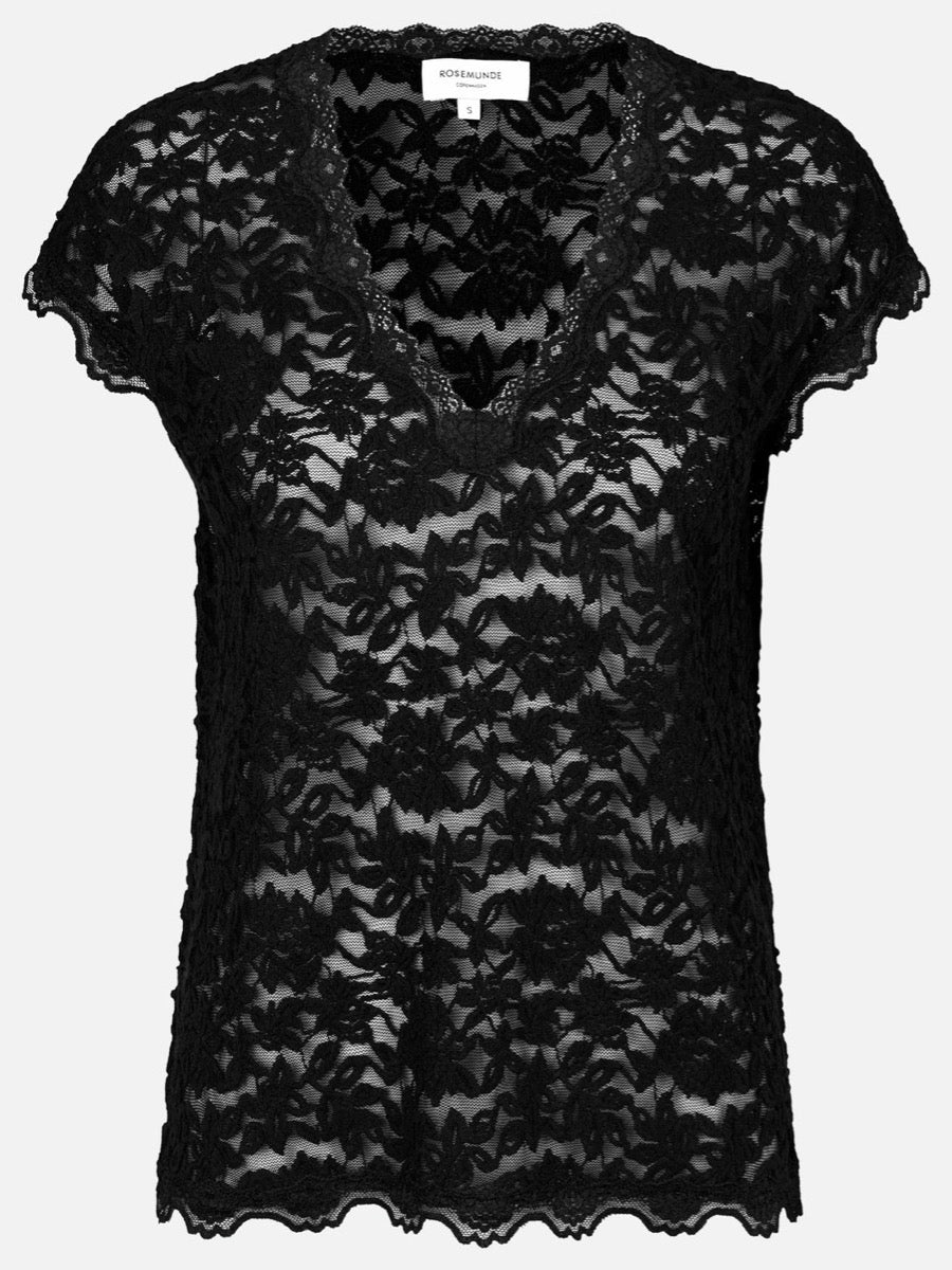 Rosemunde Copenhagen T-shirt w. Full Lace Sort