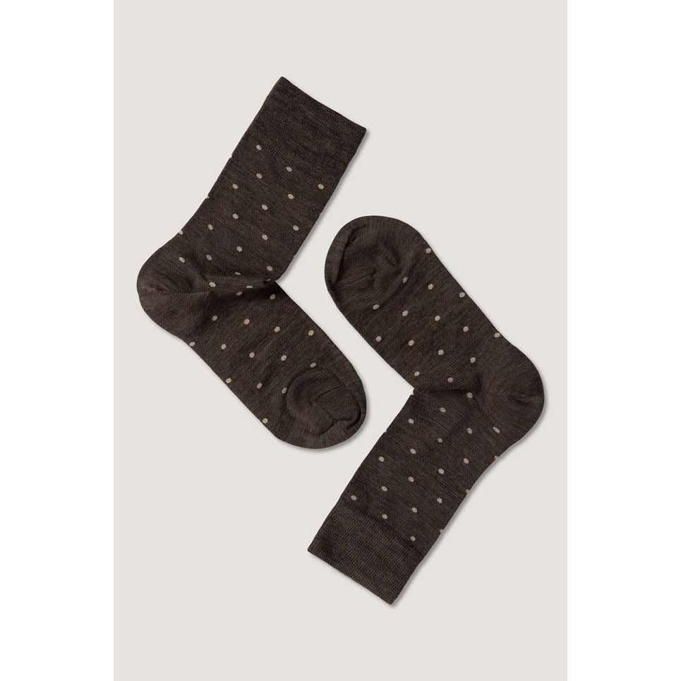 NOTE Strømper Uld Dots Brun Beige