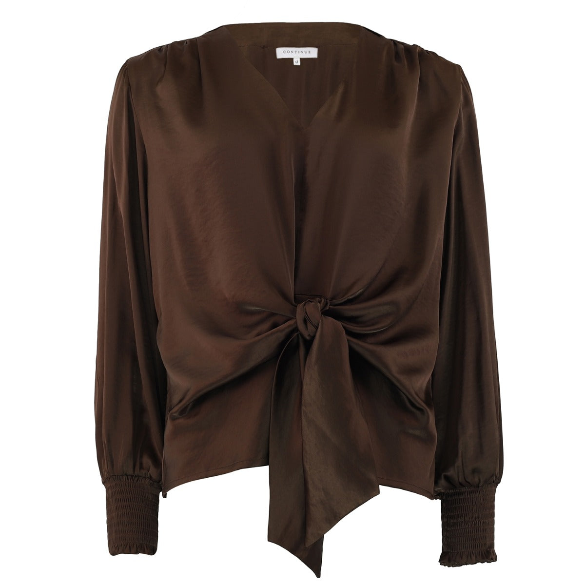 Continue CPH Karina Bluse Satin Wrap Brun