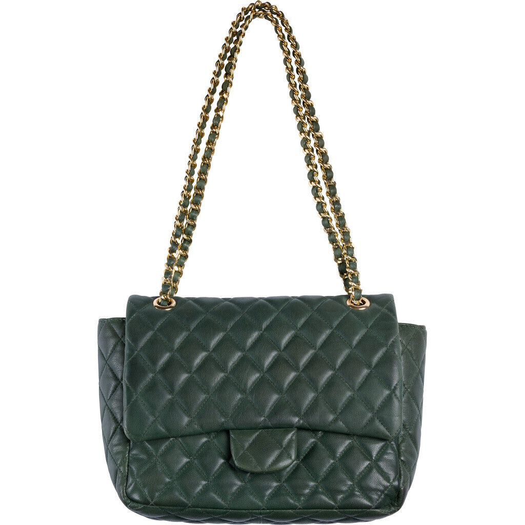 Orchid Quilted Cross-body Taske Deep Army Light Gold