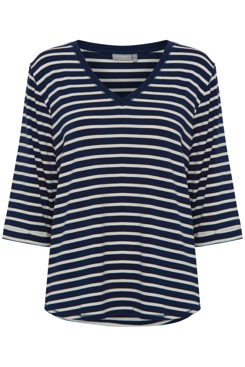Fransa Feporsi 2 T Shirt Navy Blå Stribet