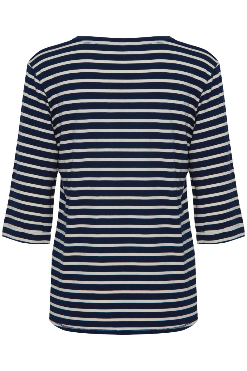 Fransa Feporsi 2 T Shirt Navy Blå Stribet