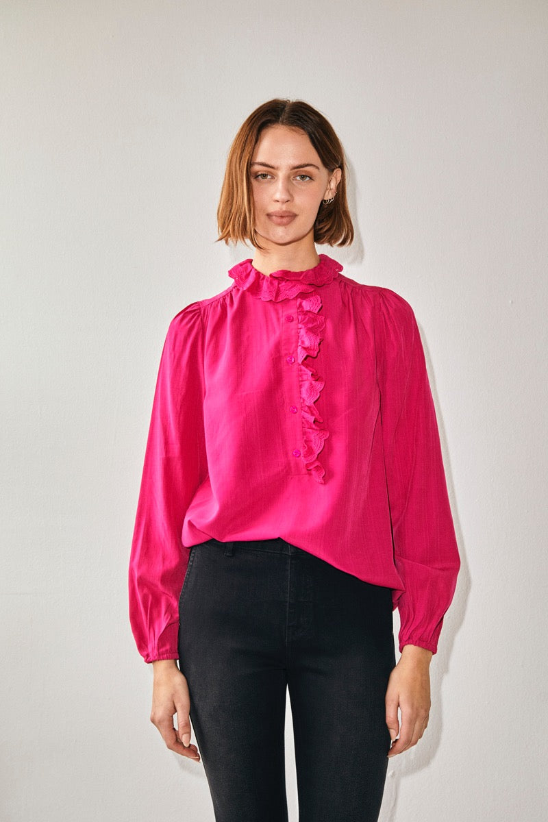 Freequent Sea Bluse Raspberry Rød