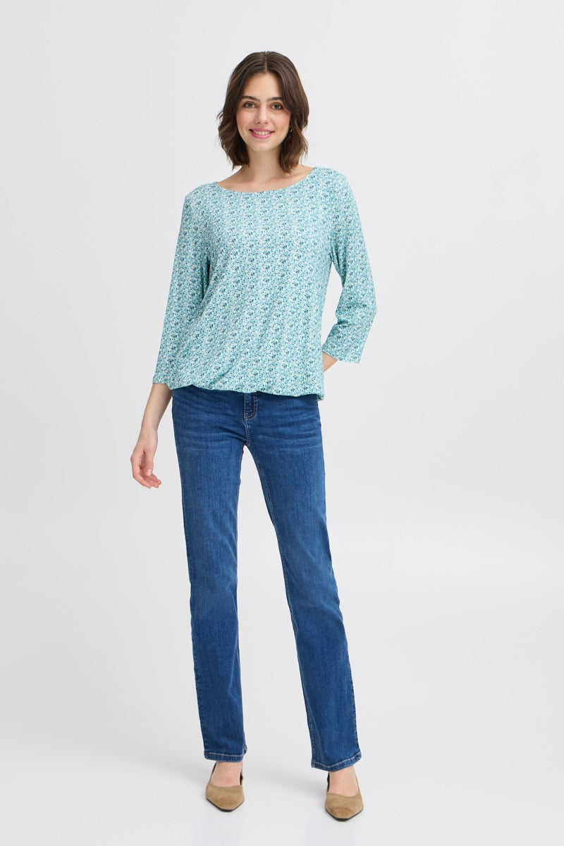 Fransa Emfloral 1 T-shirt Blomstret Aquifer Grøn
