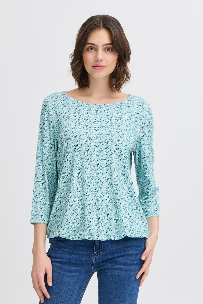 Fransa Emfloral 1 T-shirt Blomstret Aquifer Grøn