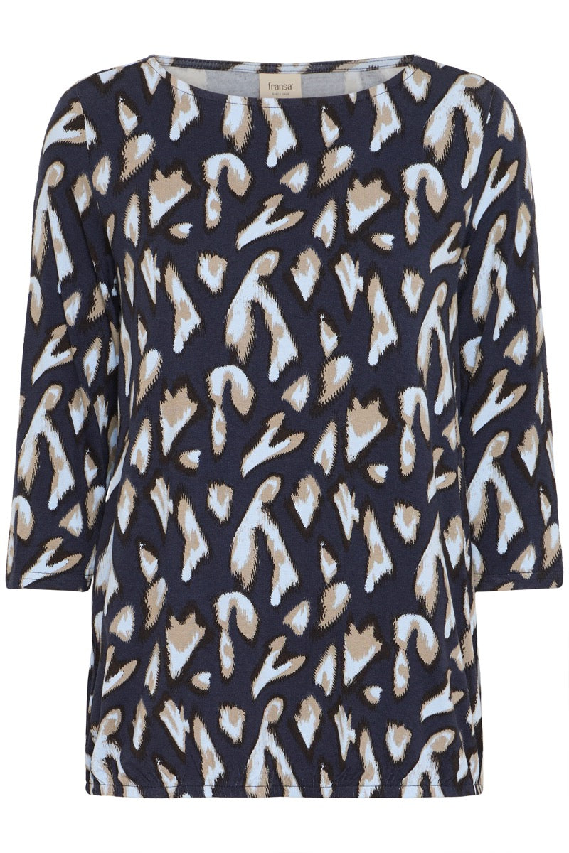 Fransa Emfloral 1 T-shirt Navy Blazer Blå