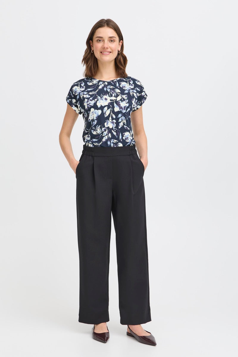 Fransa Seen T-shirt Blomstret Small Nightsky Blå