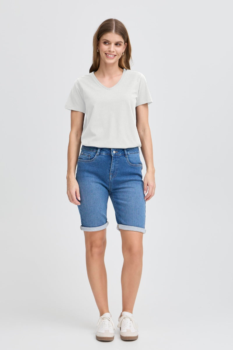 FRANSA Zashoulder T Shirt V Hals Blanc Hvid