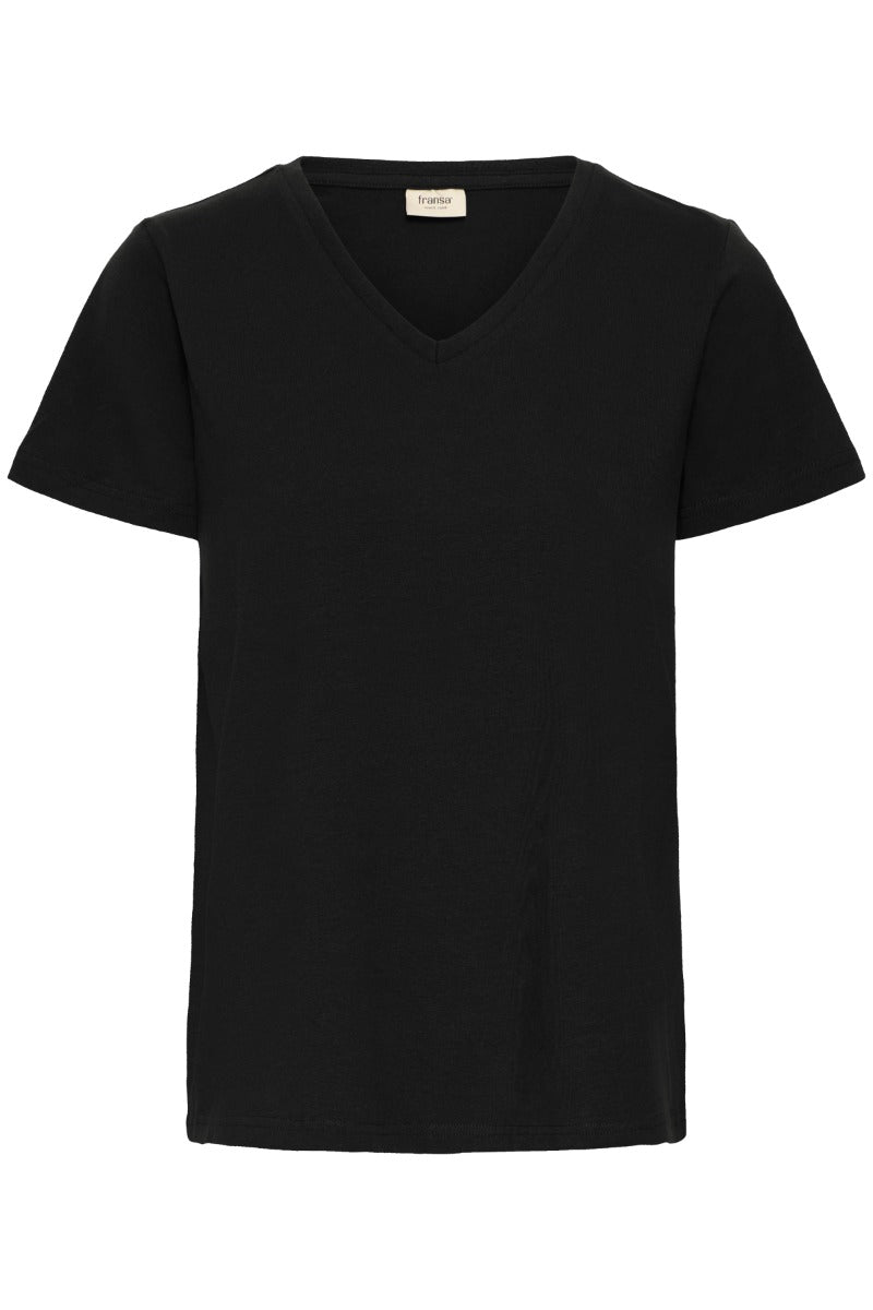 FRANSA Zashoulder T Shirt V Hals Sort